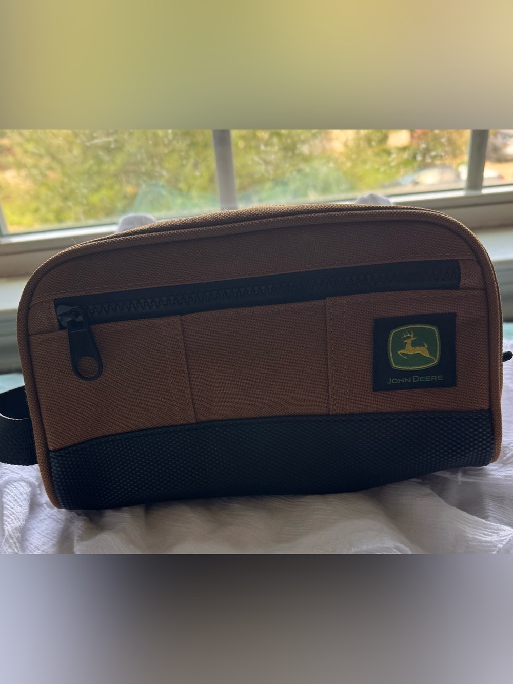 John Deere Brown and Black Canvas Toiletry Bag